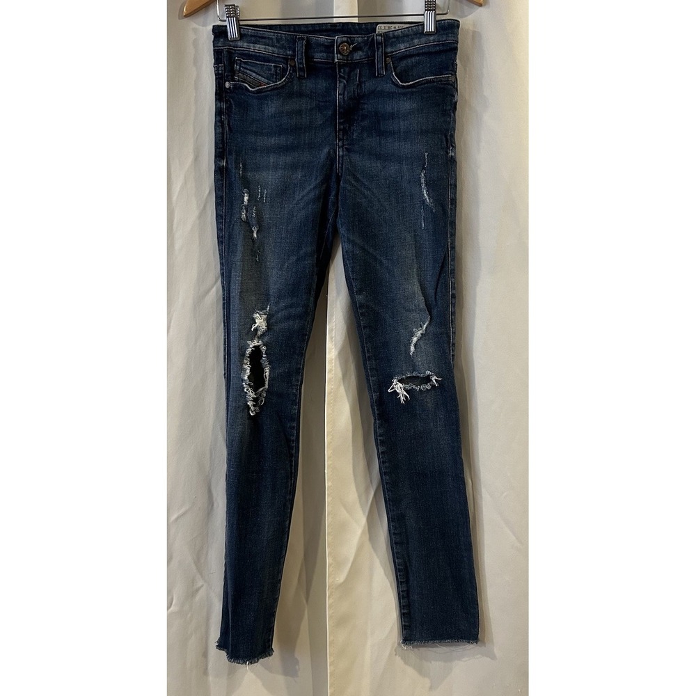 Diesel Skinzee Stretch Super Slim Skinny Regular Waist Navy Denim Jeans W28 L32